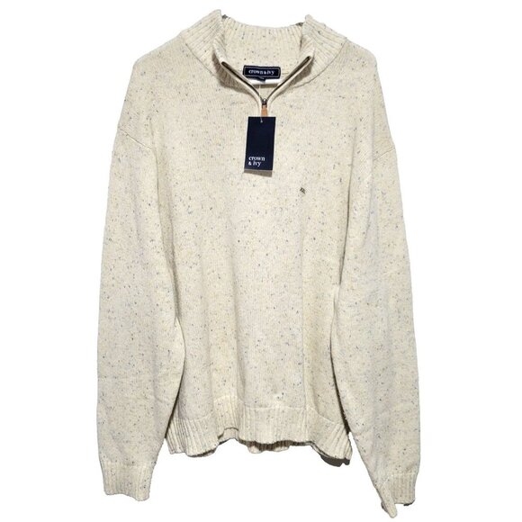 Crown & Ivy Pullover Sweater XXL NWT Men's Ivory Heathered - Picture 1 of 3